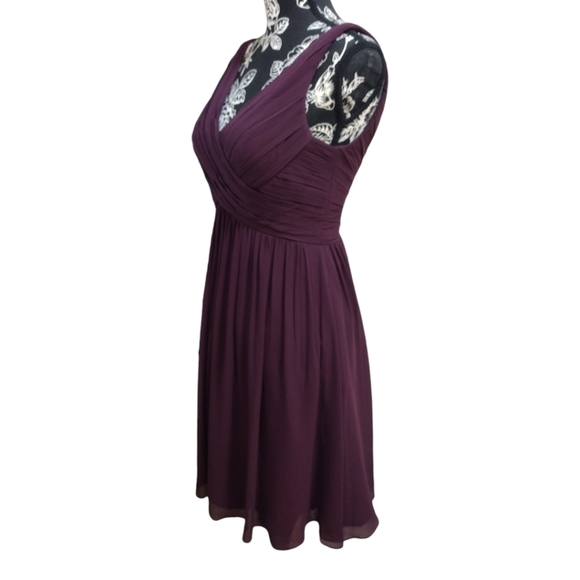 Bill Levkoff Knee Length Pleated Bridesmaid Dress - Picture 3 of 8